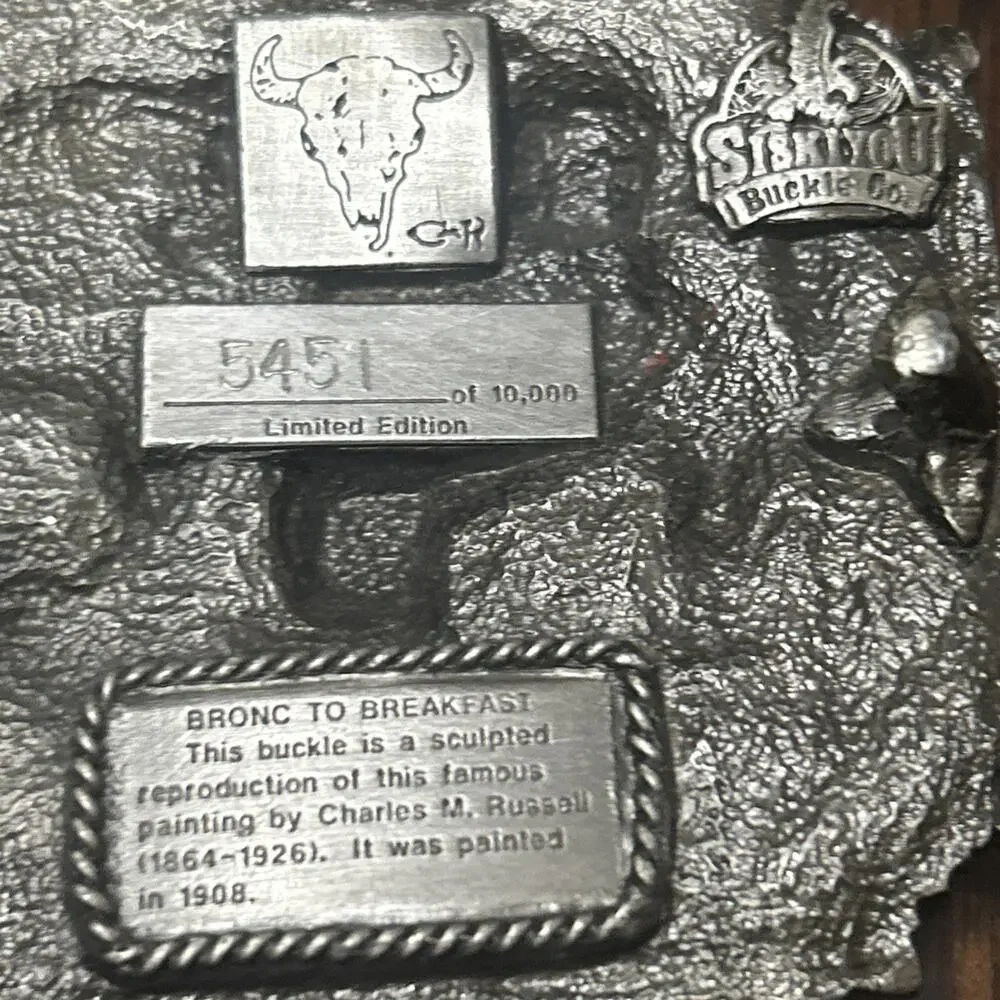 1987 Limited Edition Charles Russell Bronco to Breakfast Belt Buckle #5451